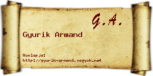 Gyurik Armand névjegykártya